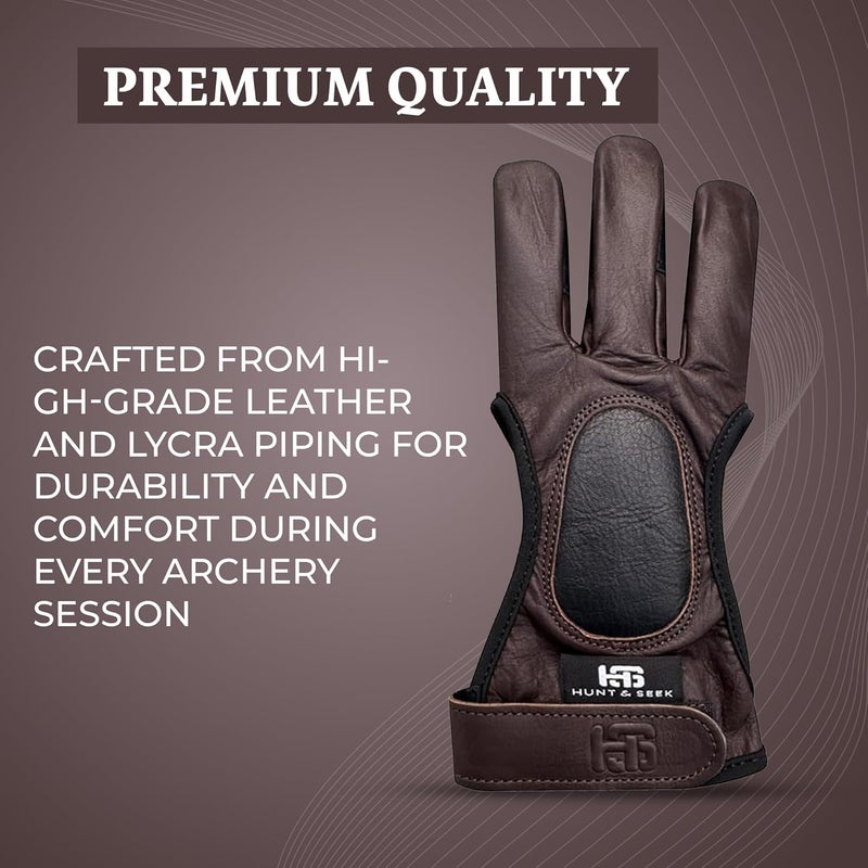 Hunt & Seek Cow Leather Three Finger Archery Glove for Recurve & Compound Bow – Finger Tab Accessory - Image 3